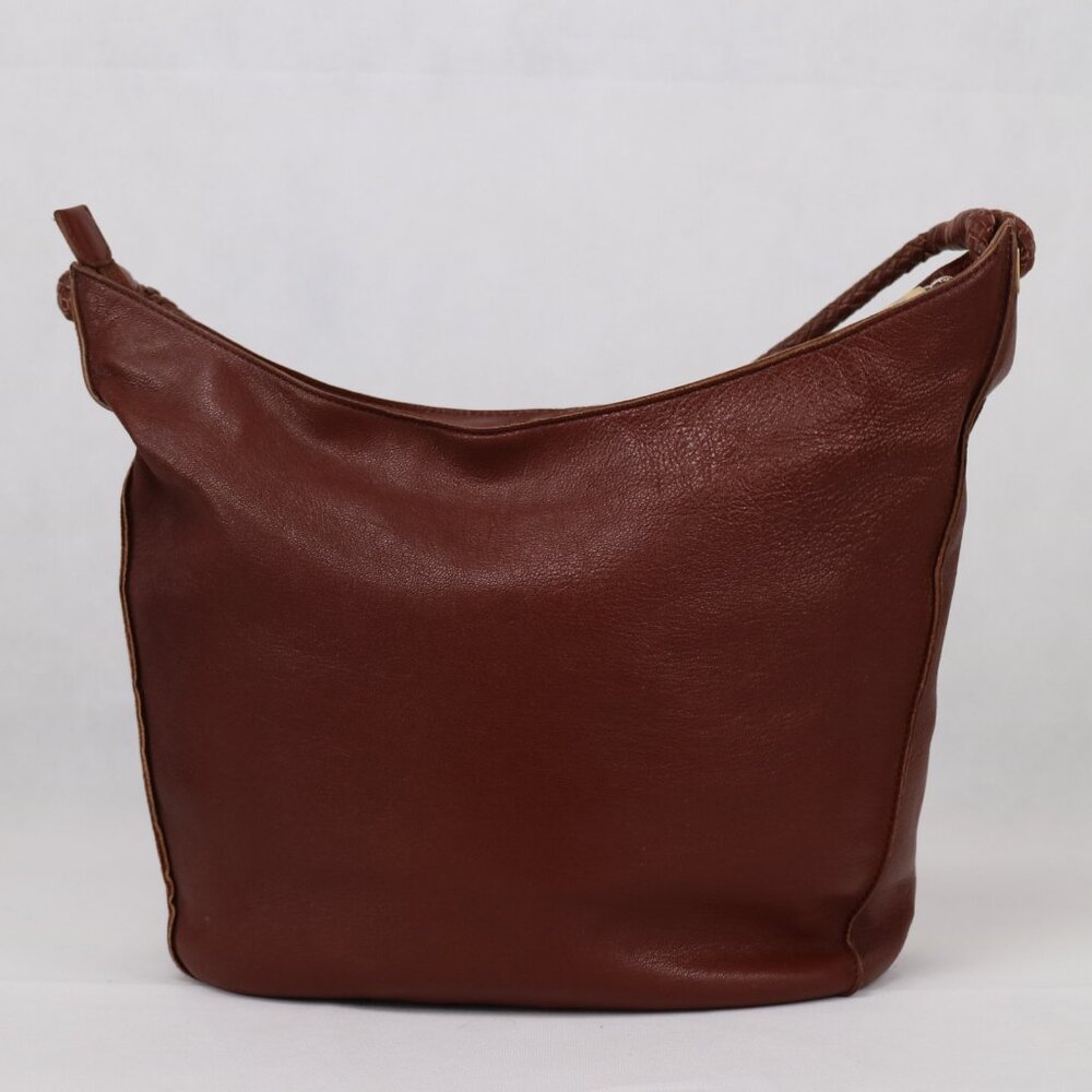 VIA SPIGA Leather Handbag Shoulder Bag Hobo Satchel Zip Close Brown Red
